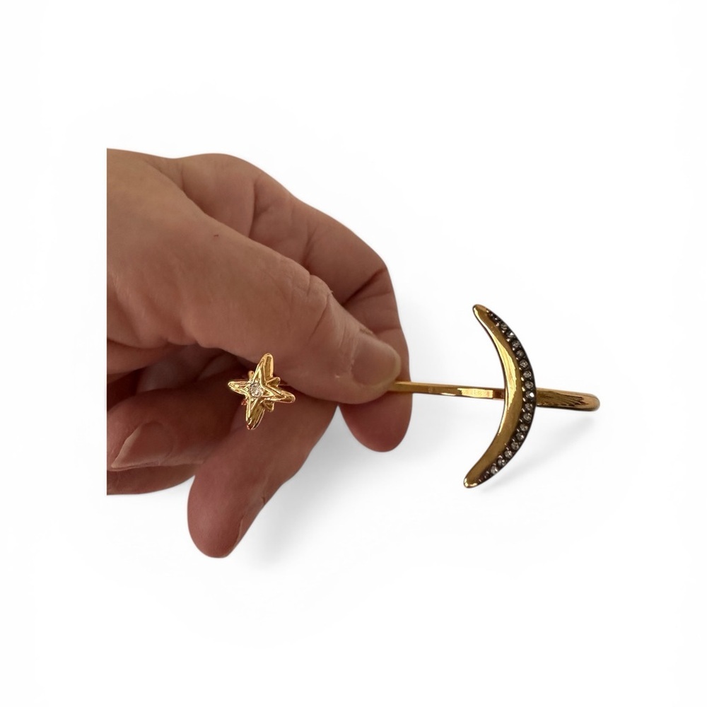 Stella and Dot Gold Crescent Moon and Star Adjustable cuff bracelet